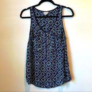 Converse One Star women’s lightweight semi-sheer navy blue & green tank top; S
